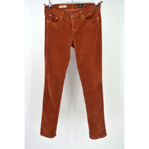 AG Adriano Goldschmied The Stevie Burnt Orange Slim Straight Corduroy Pants 27